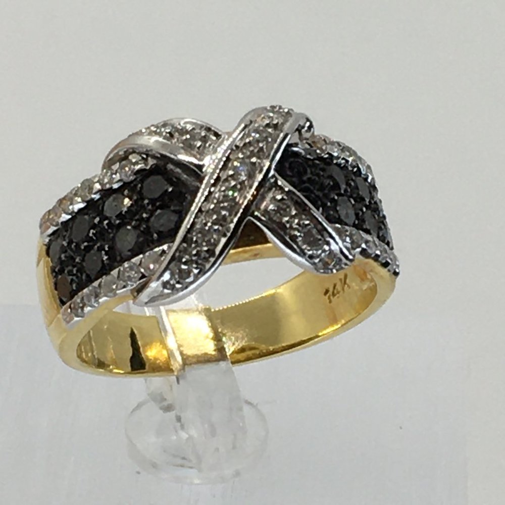 14kt Diamond Crossover Ring - image 1